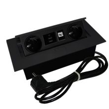 Flexiport gniazdo do blatu 2x230V + 2xUSB +RJ czarny